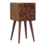 Zao – Table de Chevet Cube Sculpté en Bois Massif