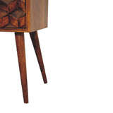 Zao – Table de Chevet Cube Sculpté en Bois Massif